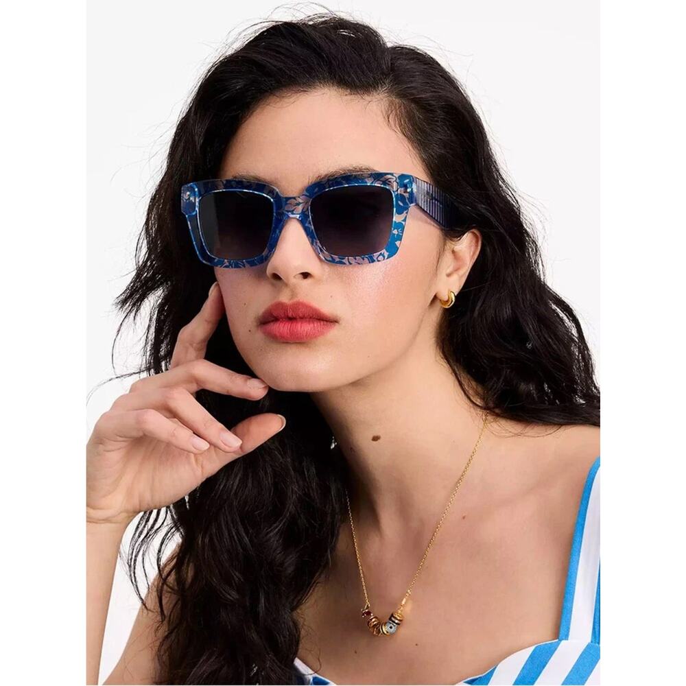 New Kate Spade BRYNNE/G/S-GF5/9O Transparent Blue Square Sunglasses - Women